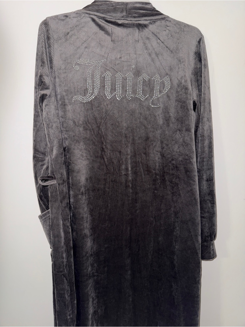 Juicy Couture Charcoal Ribbed Open-Front Long Robe - Picture 2 of 3